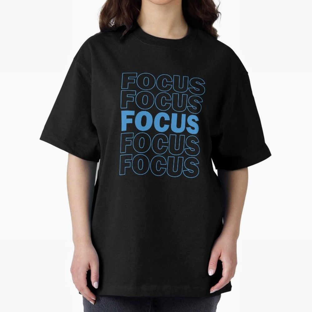 Focus Focus Focus (Blue) Oversized T-Shirt Carry the Dream of Global Football Passion for FIFA World Cup 2026, Featuring Messi and Cristiano Ronaldo, England, France and Netherlands, Global Supporter Spirit, Legendary Goals, National Colors and
