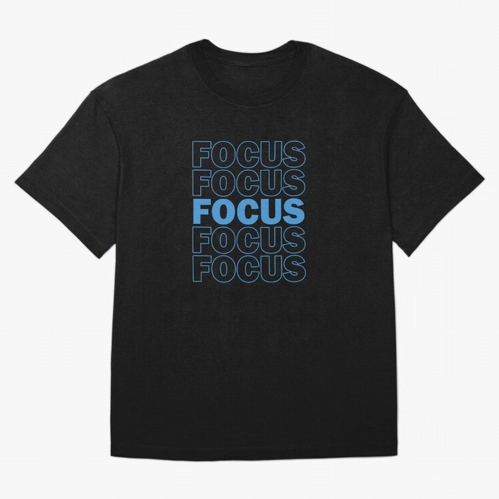 Focus Focus Focus (Blue) Oversized T-Shirt Carry the Dream of Global Football Passion for FIFA World Cup 2026, Featuring Messi and Cristiano Ronaldo, England, France and Netherlands, Global Supporter Spirit, Legendary Goals, National Colors and