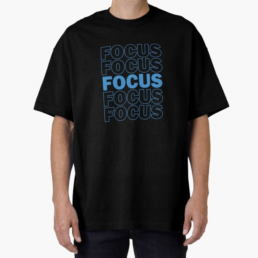 Focus Focus Focus (Blue) Oversized T-Shirt Carry the Dream of Global Football Passion for FIFA World Cup 2026, Featuring Messi and Cristiano Ronaldo, England, France and Netherlands, Global Supporter Spirit, Legendary Goals, National Colors and