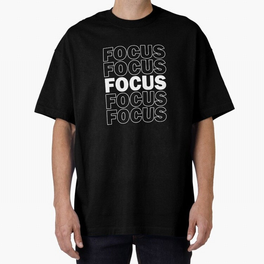 Focus Focus Focus (White Design) Oversized T-Shirt Show Love for Legendary Goals in the FIFA World Cup 2026 Group Stage Journey through Messi, CR7 and Mbappe Highlights, Argentina and Brazil Pride, Worldwide Fan Energy, Dramatic Goals, Stadium