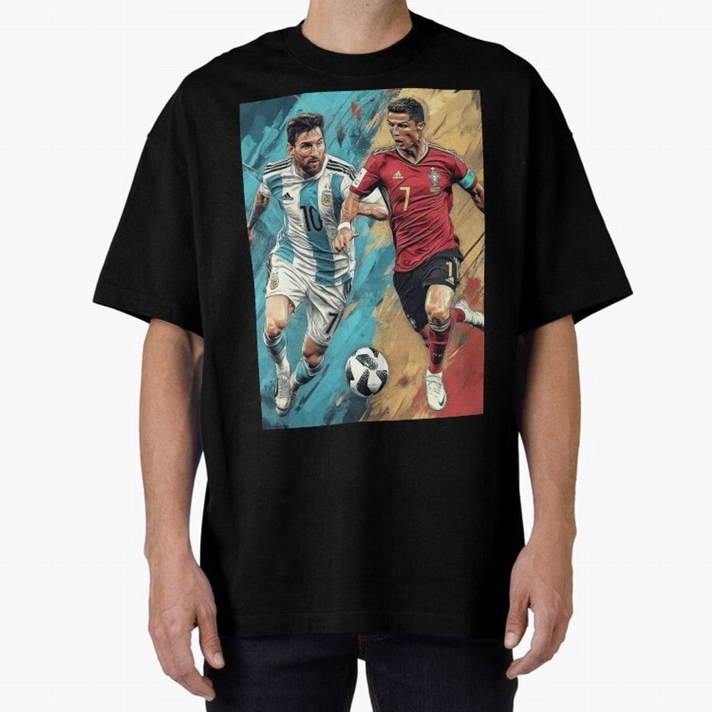 Lionel Messi and Cristiano Ronaldo Oversized T-Shirt Feel the Roar of Match Day Hype around FIFA World Cup 2026, Messi, Neymar and Mbappe, England, France and Netherlands, Fan Favorite Moments, National Team Passion, Big Match Drama and Soccer
