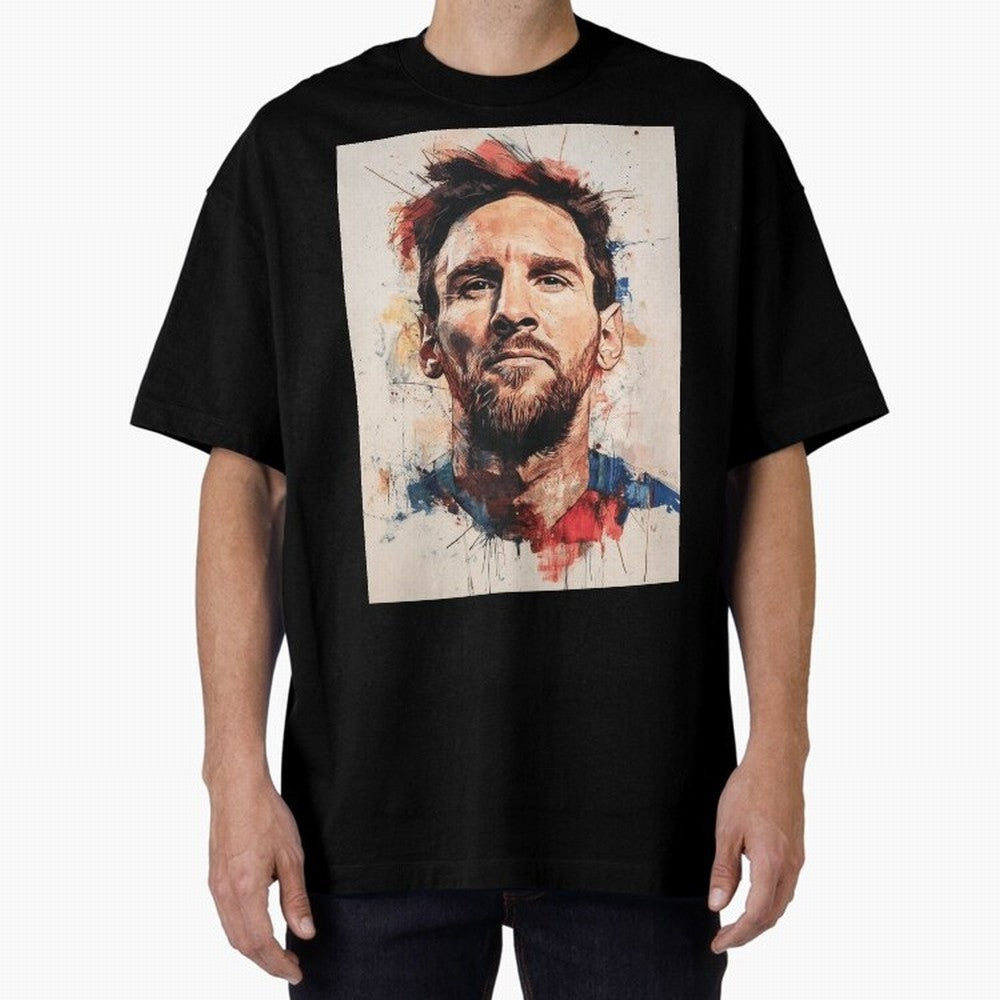 Lionel Messi Oversized T-Shirt Celebrate Unforgettable Nights in Global Football Passion for FIFA World Cup 2026 USA Canada Mexico, Centered on Messi and Cristiano Ronaldo, Argentina, Vintage Soccer Flavor, Modern Football Stars, National Flags and