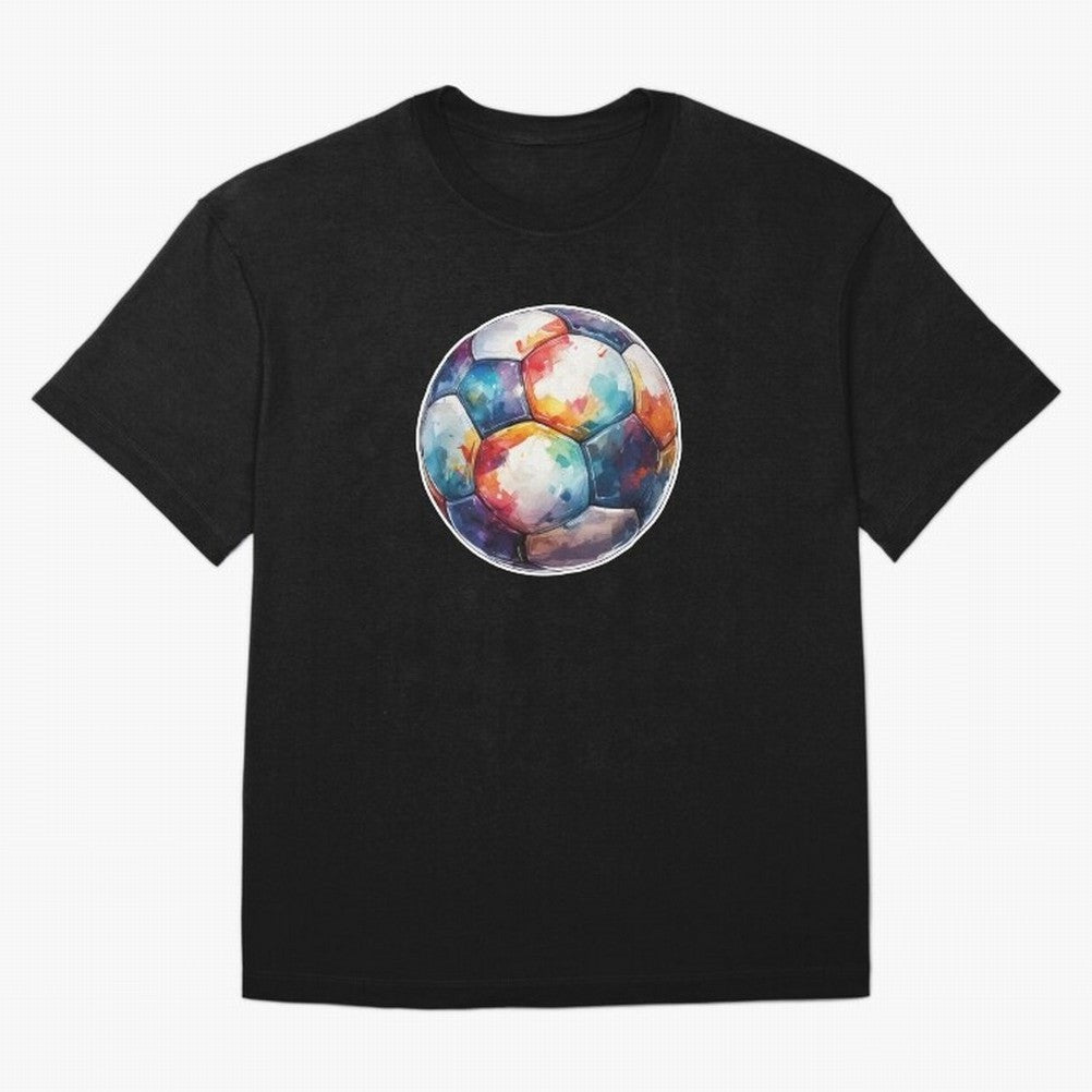 Football Soccer Ball Watercolor Illustration Drawing (Light Red BG) Oversized T-Shirt Join the Countdown to FIFA World Cup 2026 Group Stage Spirit, Connected to France and Portugal, Haaland and Mbappe, Soccer Culture, Superstar Moments, National