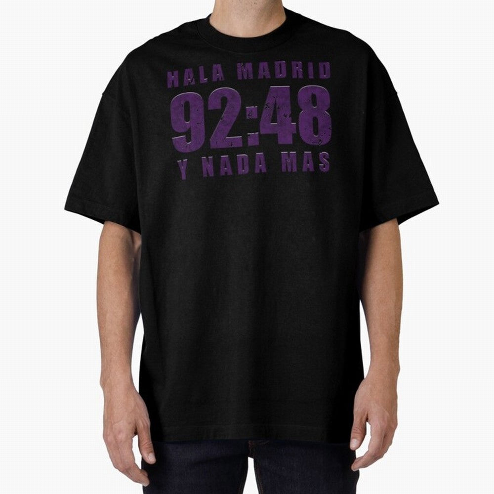 La Decima ChL 92:48 Madrid Hala Madrid Y Nada Mas History Made Madrid Bernabeu Football Soccer Legendary Oversized T-Shirt Celebrate Golden Goal Energy in FIFA World Cup 2026 USA Canada Mexico Spirit, Centered on Spain and Netherlands, Mbappe and