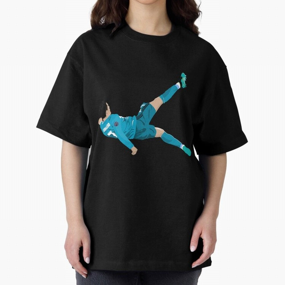 Cristiano Ronaldo Bicycle Kick Oversized T-Shirt Make Memories around FIFA World Cup 2026 Group Stage for Fans of Messi and Cristiano Ronaldo and Argentina, France and Brazil, Bringing Football Festival Excitement, Trophy Ambitions, Country