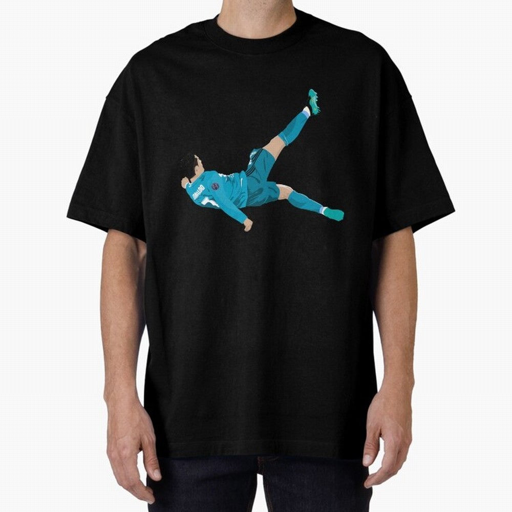 Cristiano Ronaldo Bicycle Kick Oversized T-Shirt Make Memories around FIFA World Cup 2026 Group Stage for Fans of Messi and Cristiano Ronaldo and Argentina, France and Brazil, Bringing Football Festival Excitement, Trophy Ambitions, Country