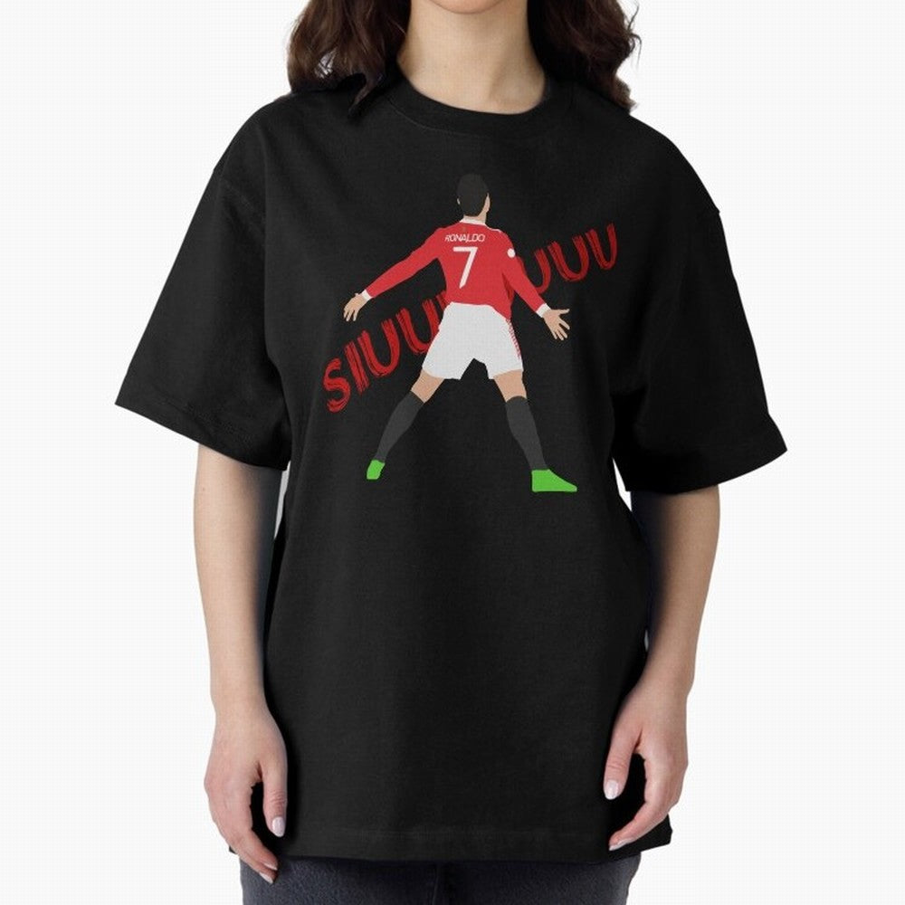 Cristano Ronaldo Celebration Block Art SIUUUU with text Oversized T-Shirt Bring Supporter Culture to FIFA World Cup 2026 Spirit, Inspired by England, Messi, Neymar and Mbappe, Supporter Pride, Iconic Celebrations, Legendary Names and Global Match