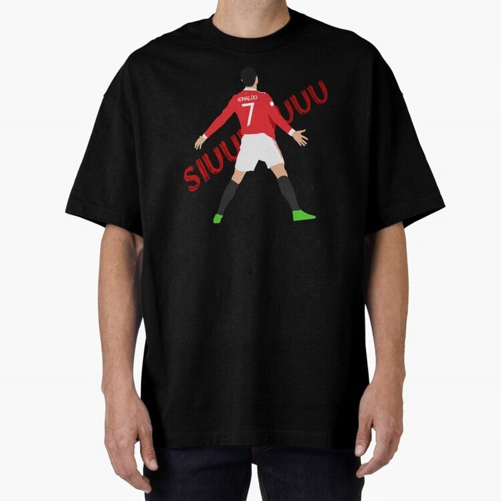 Cristano Ronaldo Celebration Block Art SIUUUU with text Oversized T-Shirt Bring Supporter Culture to FIFA World Cup 2026 Spirit, Inspired by England, Messi, Neymar and Mbappe, Supporter Pride, Iconic Celebrations, Legendary Names and Global Match