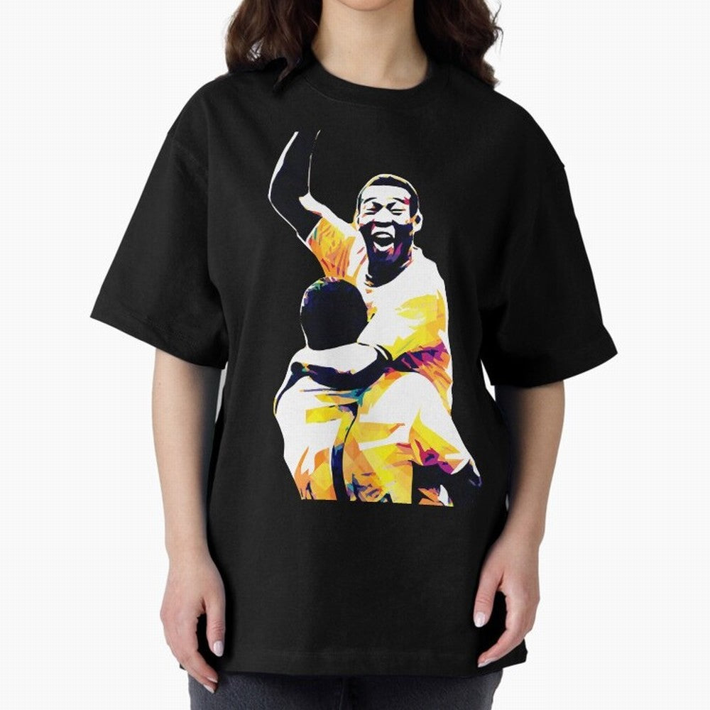 Pele Pop Art Oversized T-Shirt Represent FIFA World Cup 2026 USA Canada Mexico Driven by Mbappe and Neymar, Spain Energy, Game Day Rituals, Football Legends, Country Pride and the Road to the Final; Ideal for Fans Who Follow Messi, Cristiano