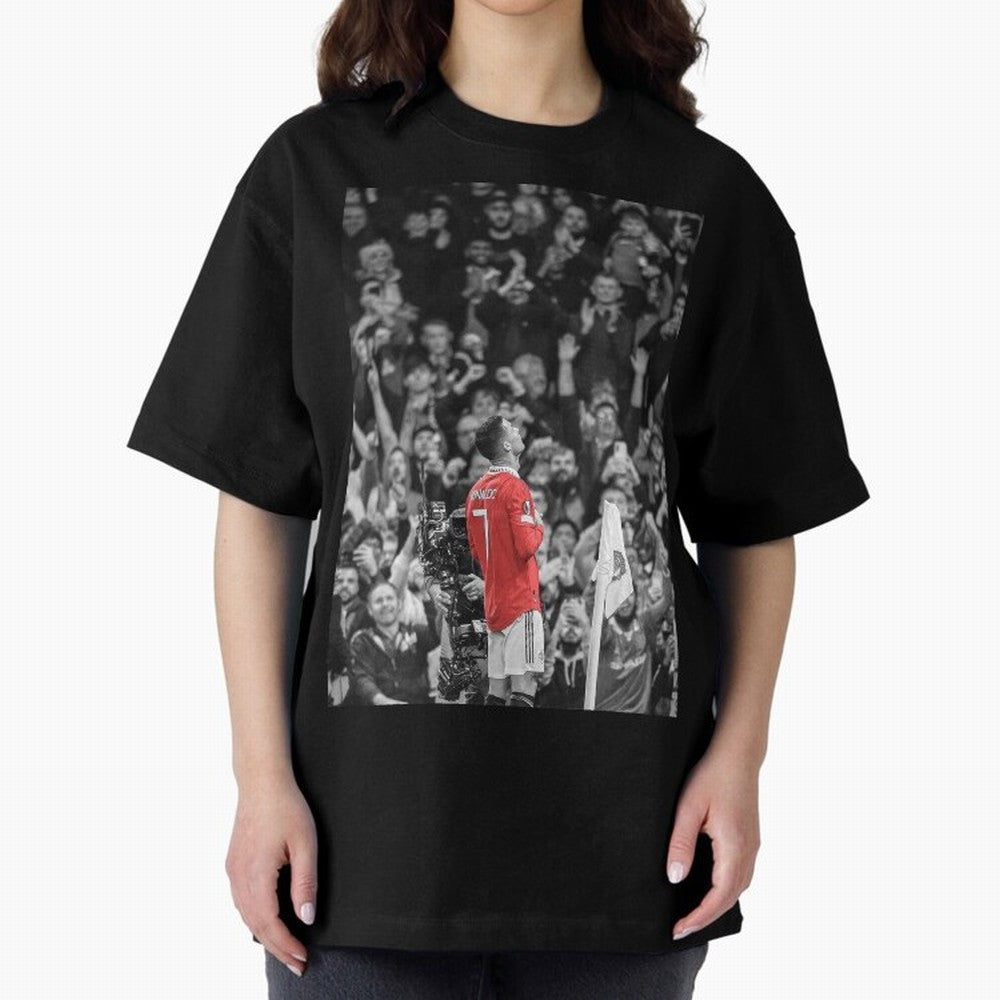 Cristiano Ronaldo Manchester United Oversized T-Shirt Join FIFA World Cup 2026 Spirit, Featuring Brazil, Messi, Neymar and Mbappe, Fan Favorite Moments, National Team Passion, Big Match Drama and Soccer History; Ideal for Football Dads, Football