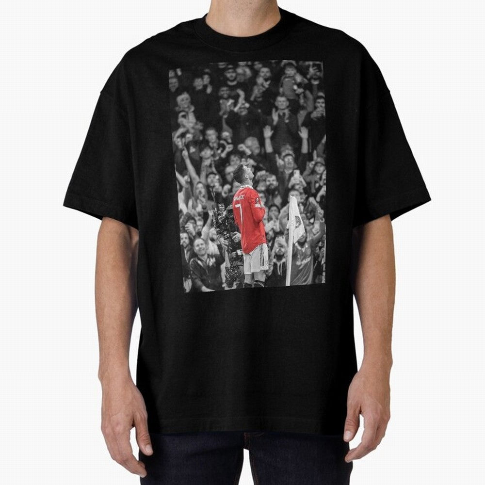 Cristiano Ronaldo Manchester United Oversized T-Shirt Join FIFA World Cup 2026 Spirit, Featuring Brazil, Messi, Neymar and Mbappe, Fan Favorite Moments, National Team Passion, Big Match Drama and Soccer History; Ideal for Football Dads, Football