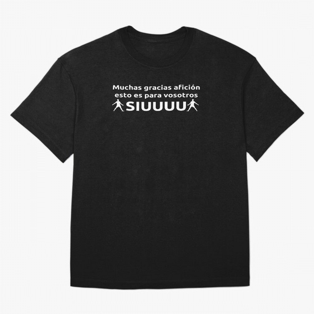 Muchas gracias afici¨®n, esto es para vosotros Siuuu Oversized T-Shirt Experience Global Football Passion for FIFA World Cup 2026 USA Canada Mexico, Made for CR7, Brazil, Portugal and Argentina, Soccer Culture, Superstar Moments, National Team