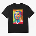 Cristiano Ronaldo Wpap Pop Art Oversized T-Shirt Spotlight the FIFA World Cup 2026 Group Stage Journey through Messi, Neymar and Mbappe Highlights, France Pride, Worldwide Fan Energy, Dramatic Goals, Stadium Lights and Championship Celebrations;