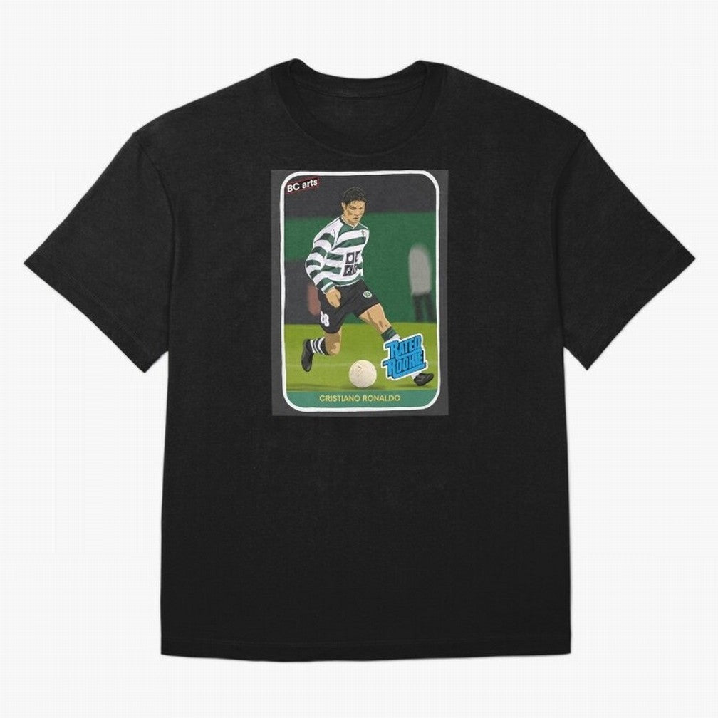 Sporting Lisbon Cristiano Ronaldo Rookie Card Artwork Oversized T-Shirt Capture Stadium Memories from FIFA World Cup 2026 Group Stage Celebrating Messi, Neymar and Mbappe, England, France and Netherlands Energy, Champion Mindset, Group Stage Buzz,
