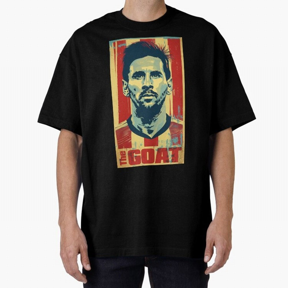 Messi The GOAT Graphic poster design Oversized T-Shirt Join Global Football Passion for FIFA World Cup 2026 USA Canada Mexico, Built around Messi, England, Football History, Final Match Energy, Crowd Noise and Once in a Lifetime Moments; Great for