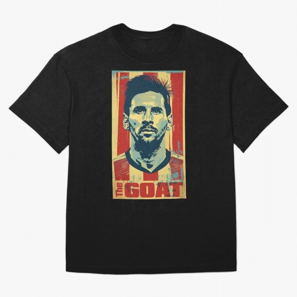 Messi The GOAT Graphic poster design Oversized T-Shirt Join Global Football Passion for FIFA World Cup 2026 USA Canada Mexico, Built around Messi, England, Football History, Final Match Energy, Crowd Noise and Once in a Lifetime Moments; Great for