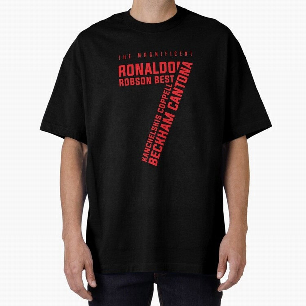 The Magnificent Seven - Man Utd Oversized T-Shirt Stand with the FIFA World Cup 2026 Group Stage Journey through Haaland and Mbappe Highlights, Portugal Pride, Stadium Chants, National Pride, Trophy Dreams and Unforgettable Football Memories; Great