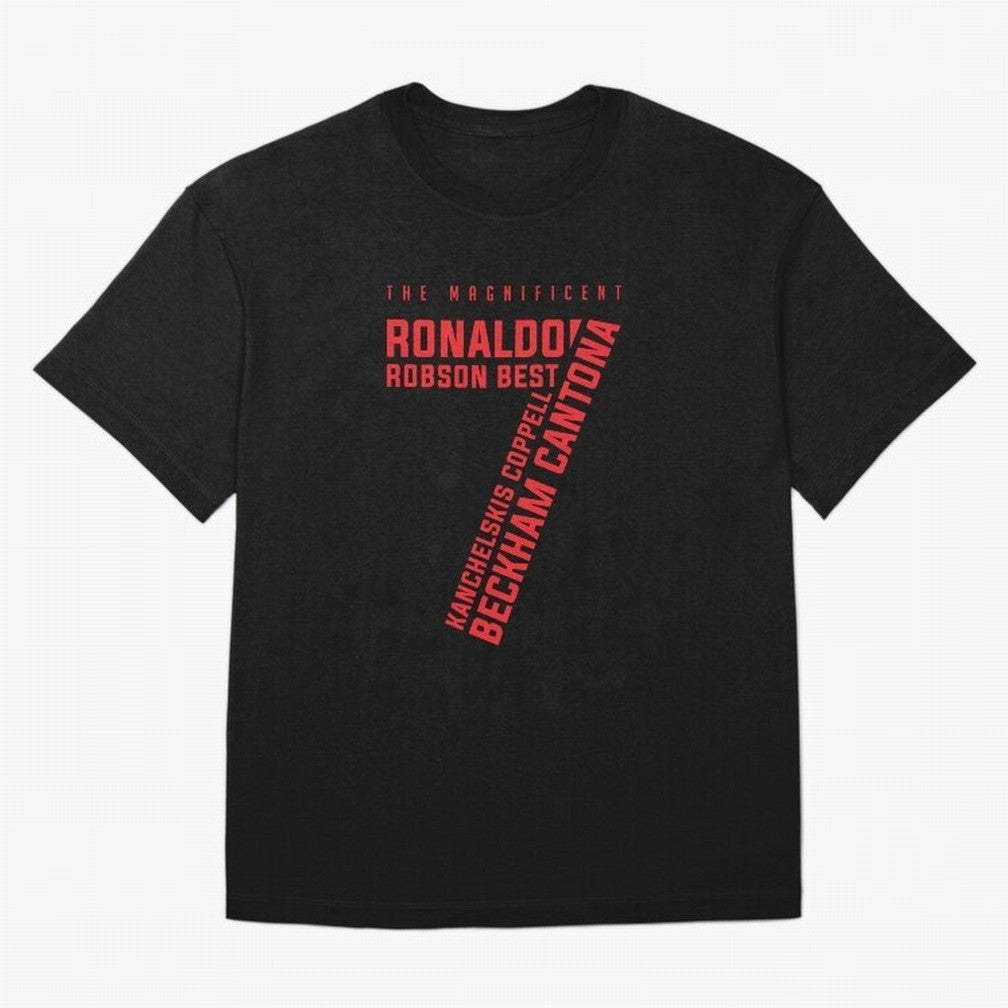 The Magnificent Seven - Man Utd Oversized T-Shirt Stand with the FIFA World Cup 2026 Group Stage Journey through Haaland and Mbappe Highlights, Portugal Pride, Stadium Chants, National Pride, Trophy Dreams and Unforgettable Football Memories; Great