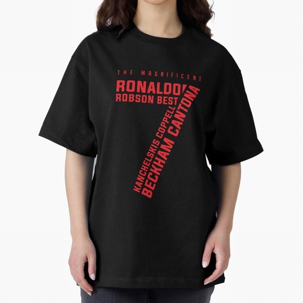 The Magnificent Seven - Man Utd Oversized T-Shirt Stand with the FIFA World Cup 2026 Group Stage Journey through Haaland and Mbappe Highlights, Portugal Pride, Stadium Chants, National Pride, Trophy Dreams and Unforgettable Football Memories; Great