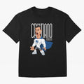 Commic Caricature of Cristiano Ronaldino 'CR7' Oversized T-Shirt Bring Global Tournament Vibes to FIFA World Cup 2026 for Fans of Messi and Portugal, Bringing Classic Soccer Heritage, Championship Pressure, Fan Loyalty and International Pride;