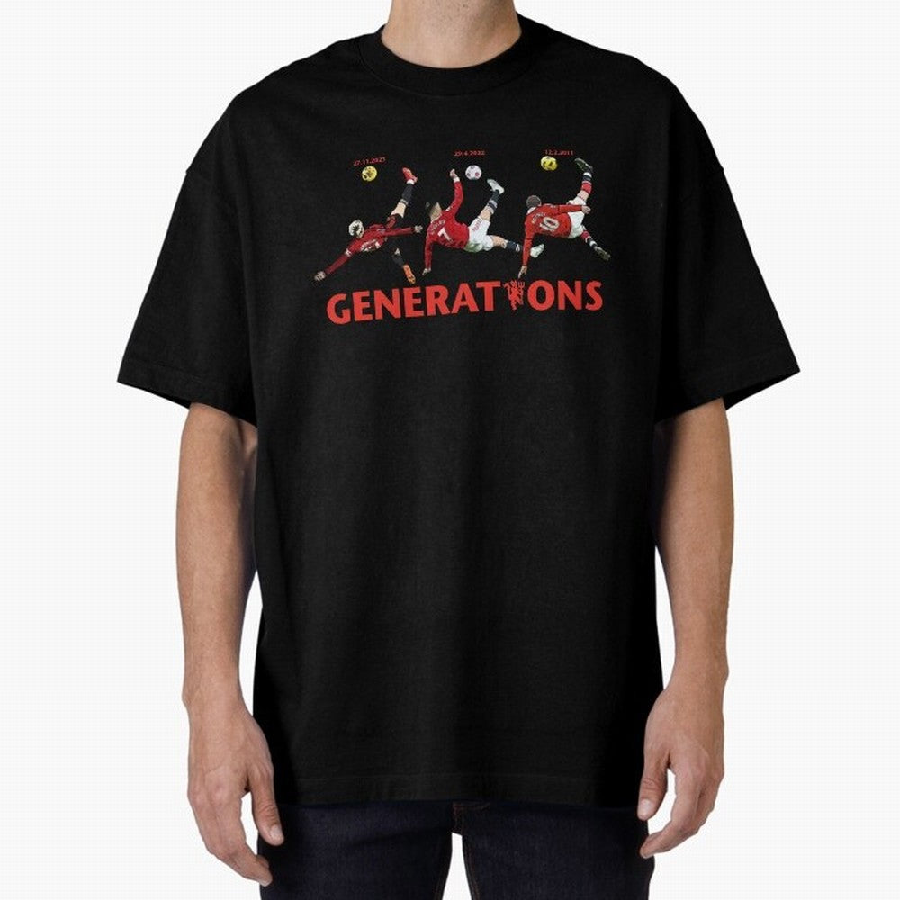 Generations of Manchester United Oversized T-Shirt Support FIFA World Cup 2026 Spirit, Celebrating England, France and Netherlands, Cristiano Ronaldo, Haaland and CR7, Global Supporter Spirit, Legendary Goals, National Colors and Tournament