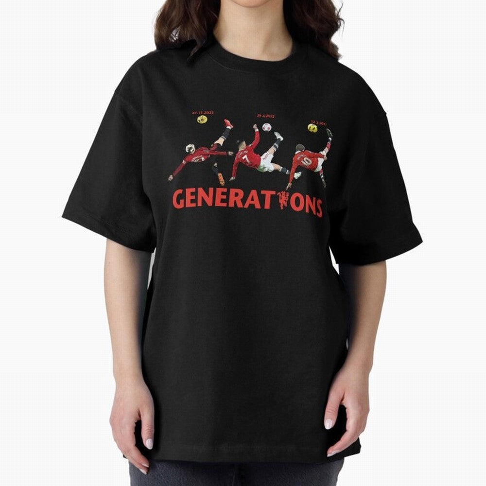 Generations of Manchester United Oversized T-Shirt Support FIFA World Cup 2026 Spirit, Celebrating England, France and Netherlands, Cristiano Ronaldo, Haaland and CR7, Global Supporter Spirit, Legendary Goals, National Colors and Tournament