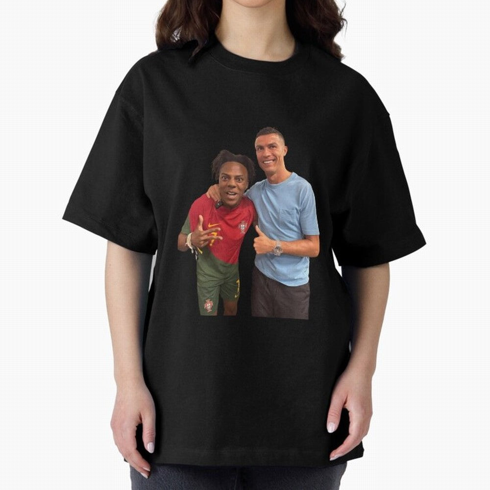ISHOWSPEED MET RONALDO Oversized T-Shirt Follow the Final Road of FIFA World Cup 2026 Group Stage for Fans of Messi and Cristiano Ronaldo and Portugal, Bringing Stadium Chants, National Pride, Trophy Dreams and Unforgettable Football Memories;
