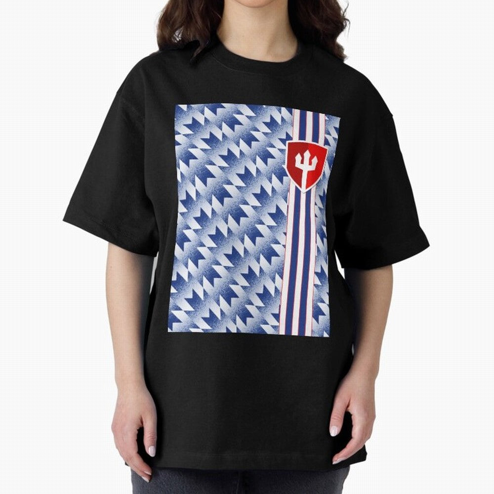 Manchester United 94 Away Jersey Pattern Oversized T-Shirt Step into Global Football Passion for FIFA World Cup 2026 USA Canada Mexico, Filled with Neymar, Haaland and Cristiano Ronaldo, Netherlands, Match Day Excitement, Supporter Culture, Golden