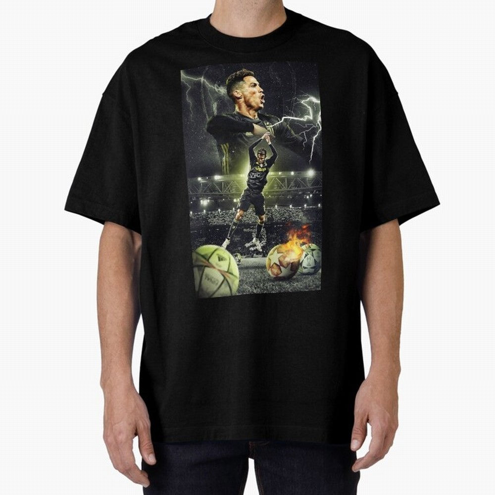 Ronaldo Illustration Oversized T-Shirt Capture FIFA World Cup 2026 Group Stage for Fans of Haaland and England and Germany, Bringing Football Passion, Legendary Performances, Festival Vibes and Supporter Community; Made for Die Hard Supporters,