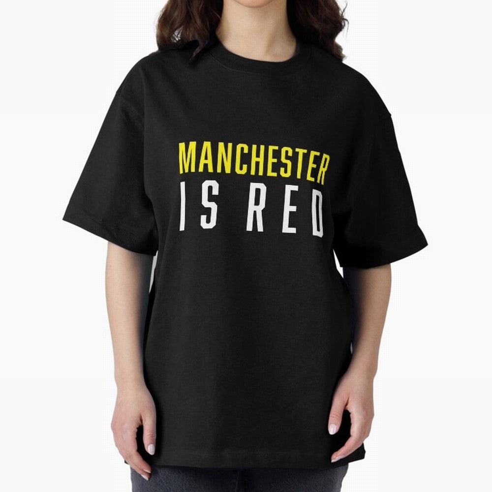 Manchester is Red Oversized T-Shirt Relive Legendary Nights from Match Day Hype around FIFA World Cup 2026 Group Stage, Messi, Germany, Fan Favorite Moments, National Team Passion, Big Match Drama and Soccer History; Great for Watch Parties, Sports