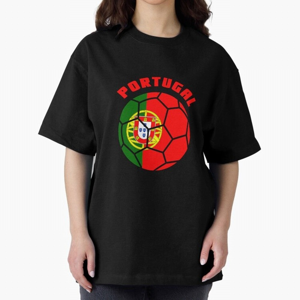 Portugal Football Soccer Ball Oversized T-Shirt Refresh Global Football Passion for FIFA World Cup 2026, Highlighting CR7 and Messi, Netherlands, Champion Mindset, Group Stage Buzz, Knockout Tension and Passionate Fan Culture; Ideal for Fans Who
