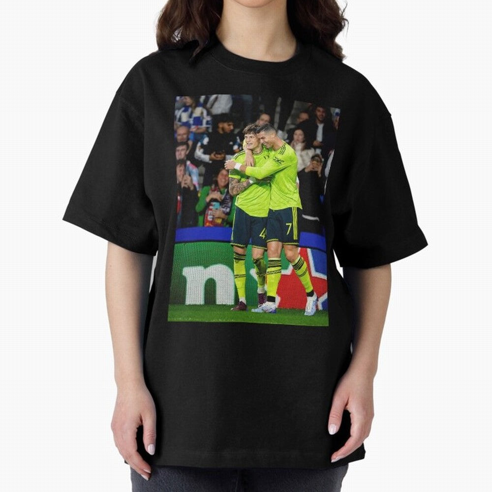 Cristiano Ronaldo And Garnacho ,Ronaldo Gifts,Ronaldo Cover,Ronaldo Prints Oversized T-Shirt Back Your Heroes with FIFA World Cup 2026 Group Stage for Fans of Messi, Neymar and Mbappe and Netherlands, Bringing Soccer Culture, Superstar Moments,