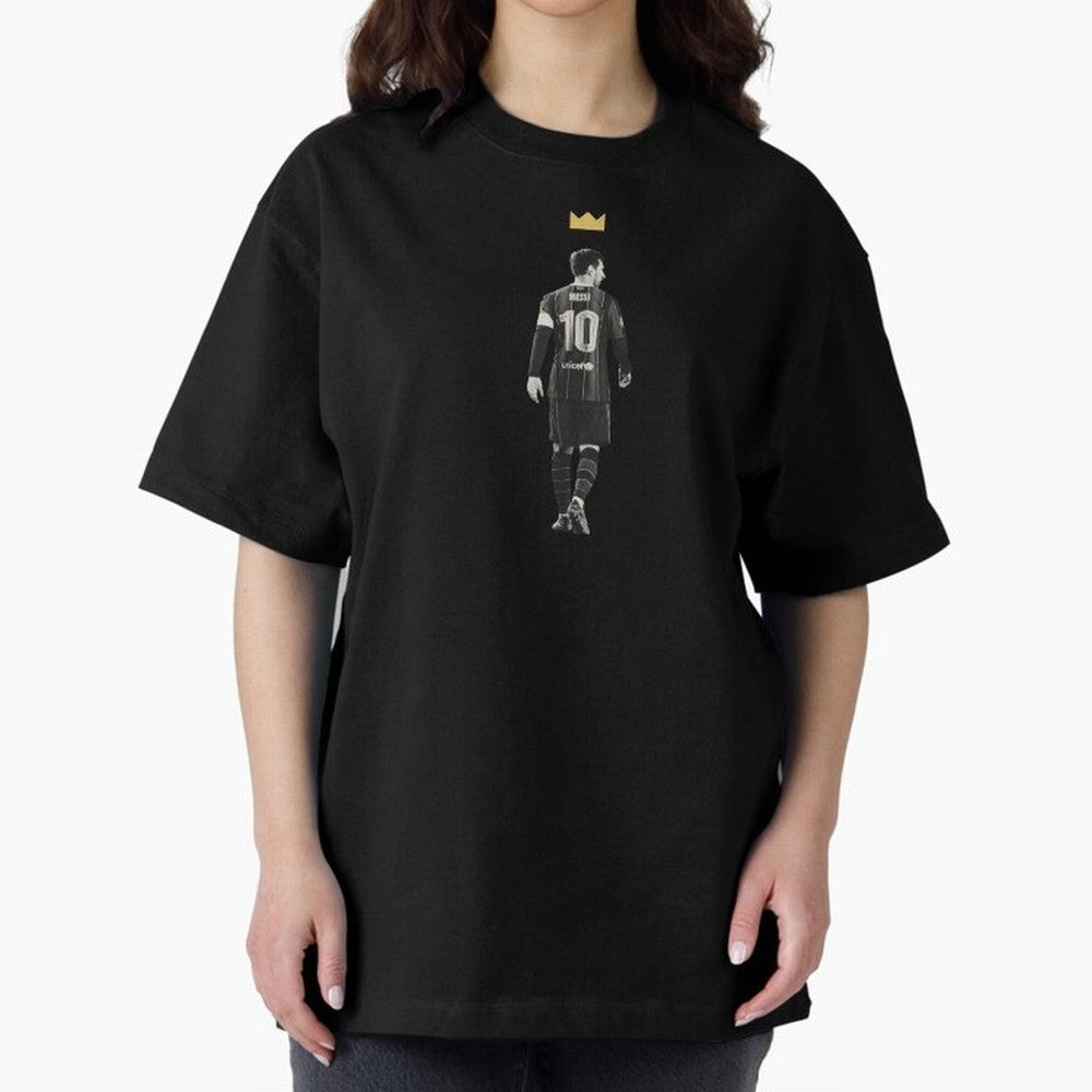 Lionel Messi The Champion Oversized T-Shirt Celebrate Fan Culture around FIFA World Cup 2026 Spirit, Featuring Argentina, France and Brazil, Mbappe, Retro Football Energy, Iconic Rivalries, Trophy Chase Drama and Stadium Atmosphere; Ideal for