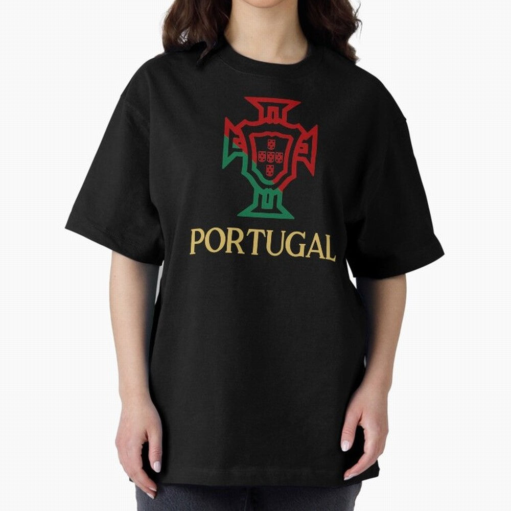 Portugal Tuga D Gold Oversized T-Shirt Cheer for Match Day Hype around FIFA World Cup 2026, Messi and Cristiano Ronaldo, England and Germany, Championship Spirit, Famous Goals, Roaring Crowds and International Football Unity; Great for Watch