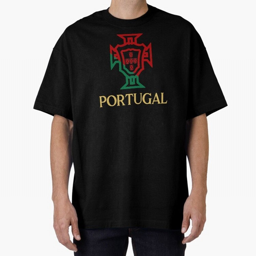 Portugal Tuga D Gold Oversized T-Shirt Cheer for Match Day Hype around FIFA World Cup 2026, Messi and Cristiano Ronaldo, England and Germany, Championship Spirit, Famous Goals, Roaring Crowds and International Football Unity; Great for Watch