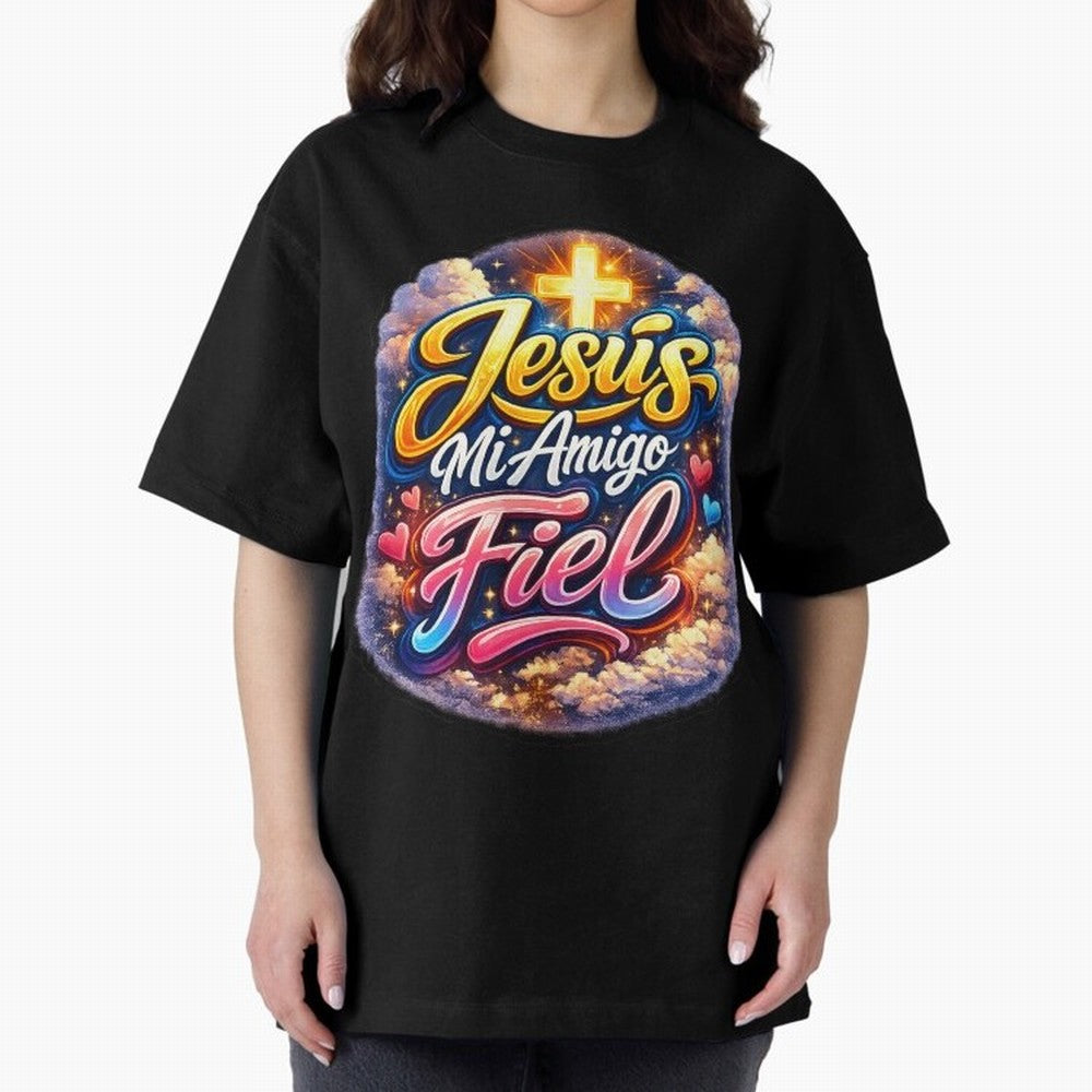 Jesus my faithful friend Oversized T-Shirt Capture the FIFA World Cup 2026 Journey through CR7 and Messi Highlights, Portugal Pride, Football Passion, Legendary Performances, Festival Vibes and Supporter Community; Perfect for People Who Love