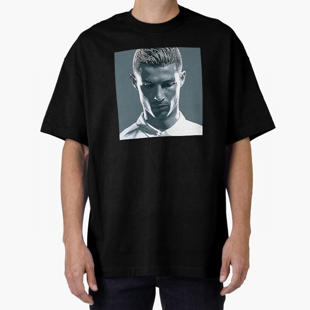 Ronaldo Portrait Oversized T-Shirt Represent the Passion of FIFA World Cup 2026 USA Canada Mexico Connected to Cristiano Ronaldo, Haaland and CR7, Portugal Energy, Game Day Rituals, Football Legends, Country Pride and the Road to the Final; Perfect