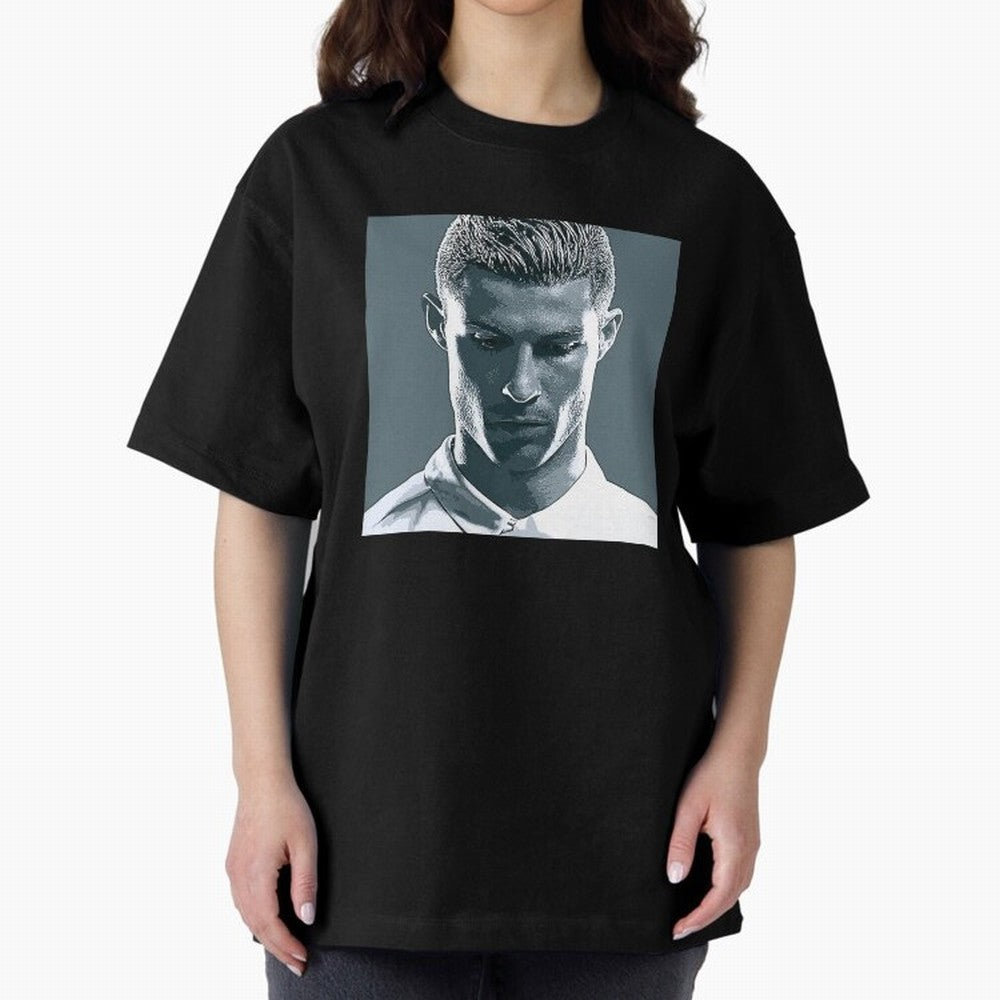 Ronaldo Portrait Oversized T-Shirt Represent the Passion of FIFA World Cup 2026 USA Canada Mexico Connected to Cristiano Ronaldo, Haaland and CR7, Portugal Energy, Game Day Rituals, Football Legends, Country Pride and the Road to the Final; Perfect