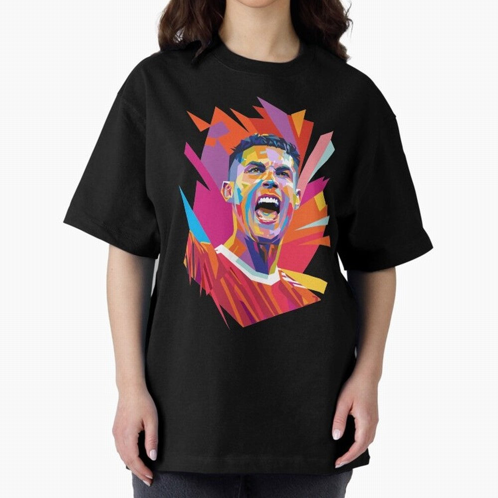 Cristiano Ronaldo Pop Art WPAP Oversized T-Shirt Support Your Favorite Stars during FIFA World Cup 2026 Group Stage for Fans of CR7 and Portugal, Spain and Germany, Bringing Supporter Pride, Iconic Celebrations, Legendary Names and Global Match Day