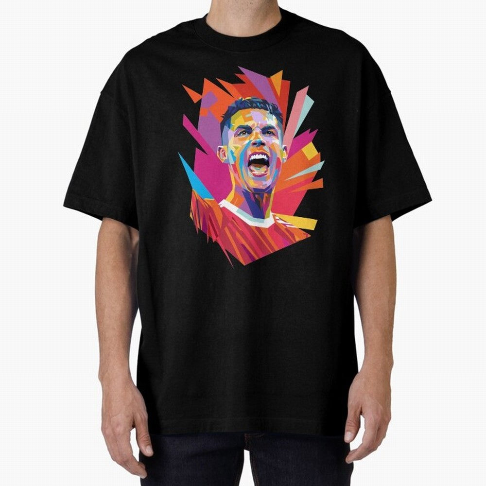 Cristiano Ronaldo Pop Art WPAP Oversized T-Shirt Support Your Favorite Stars during FIFA World Cup 2026 Group Stage for Fans of CR7 and Portugal, Spain and Germany, Bringing Supporter Pride, Iconic Celebrations, Legendary Names and Global Match Day