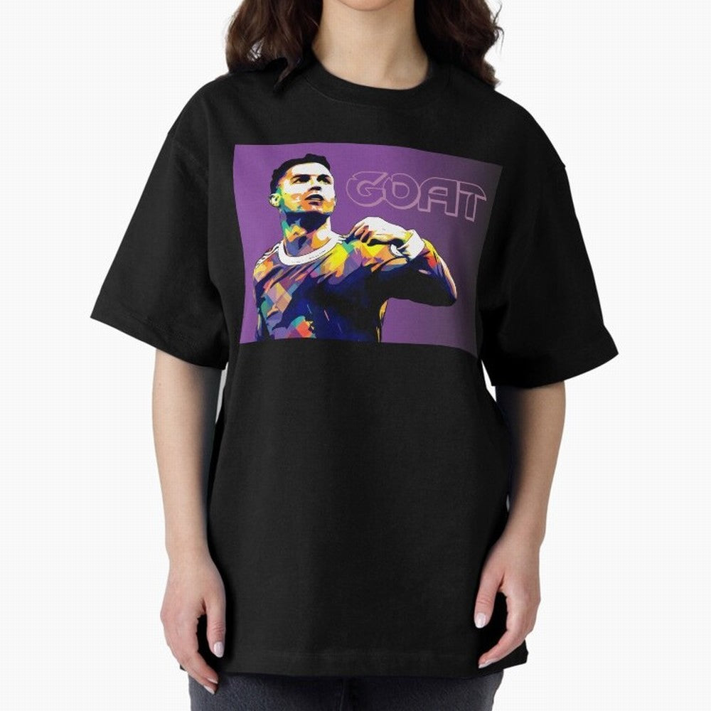 Cristiano Ronaldo Goat Popart Oversized T-Shirt Celebrate Unforgettable Nights in the FIFA World Cup 2026 Group Stage Journey through Messi, CR7 and Mbappe Highlights, England and Germany Pride, Goal Celebration Energy, Supporter Heritage, Football