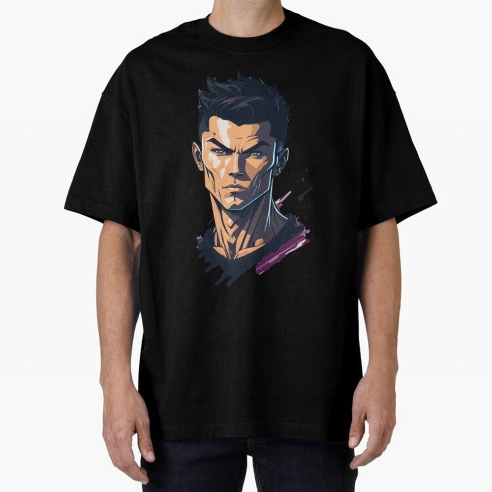 Cristiano Ronaldo Anime Style Oversized T-Shirt Celebrate Soccer Greatness during the FIFA World Cup 2026 USA Canada Mexico Journey through Cristiano Ronaldo Highlights, France and Portugal Pride, Classic Soccer Heritage, Championship Pressure, Fan