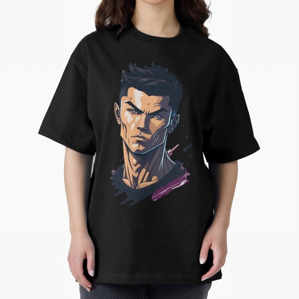 Cristiano Ronaldo Anime Style Oversized T-Shirt Celebrate Soccer Greatness during the FIFA World Cup 2026 USA Canada Mexico Journey through Cristiano Ronaldo Highlights, France and Portugal Pride, Classic Soccer Heritage, Championship Pressure, Fan