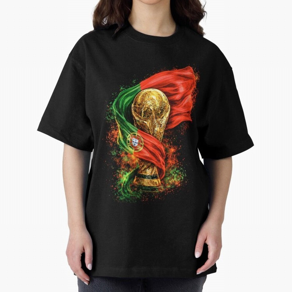 Portugal Football National Pride Oversized T-Shirt Bring Home FIFA World Cup 2026 Group Stage for Fans of Mbappe and Neymar and Spain and Netherlands, Bringing Stadium Memories, Football Loyalty, International Chants and Championship Tradition;