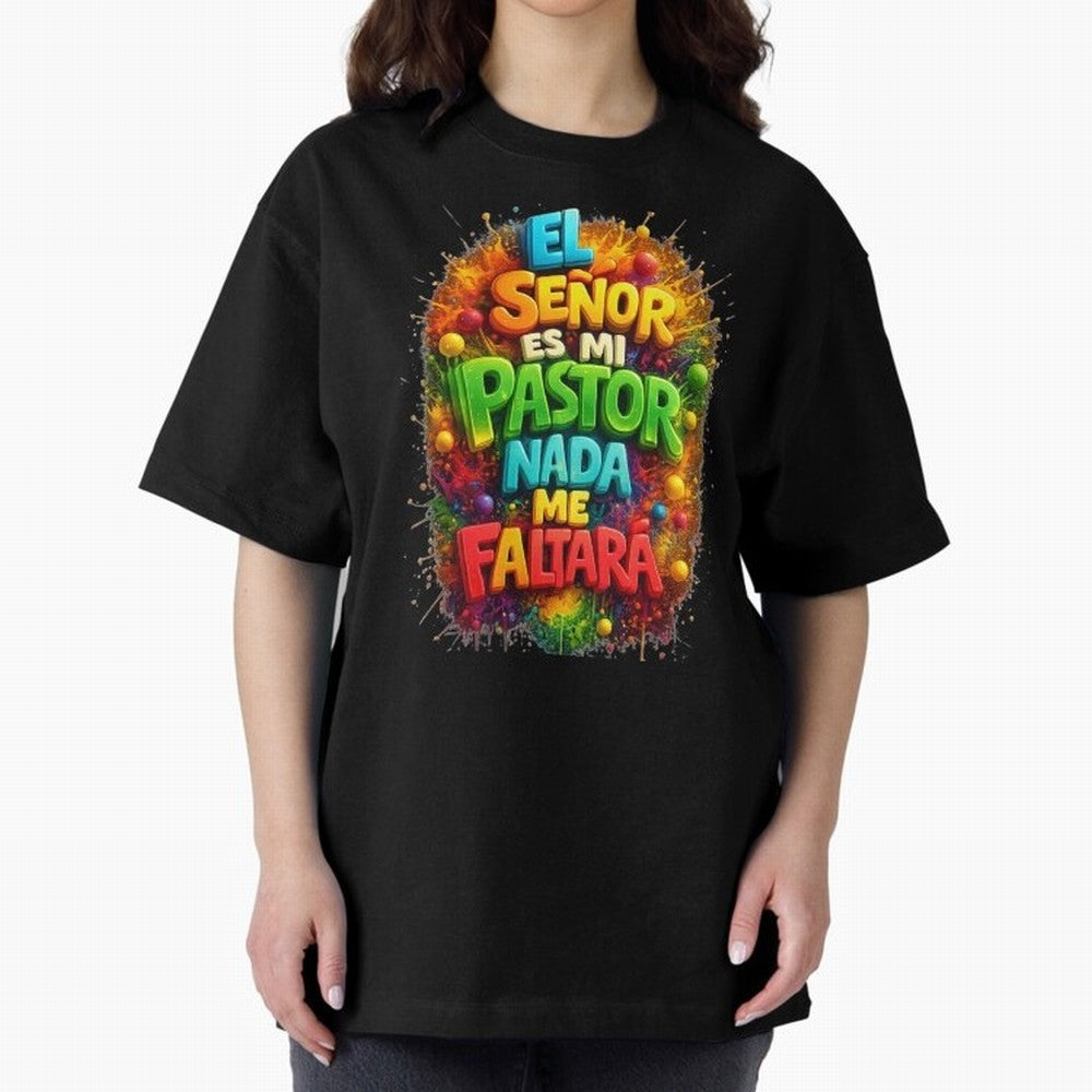 Modern 3D Psalm 23 Spanish Christian Art - El Se?or es mi Pastor Oversized T-Shirt Carry the Colors and Pride of FIFA World Cup 2026 USA Canada Mexico Driven by Neymar, Haaland and Cristiano Ronaldo, Germany Energy, Supporter Pride, Iconic