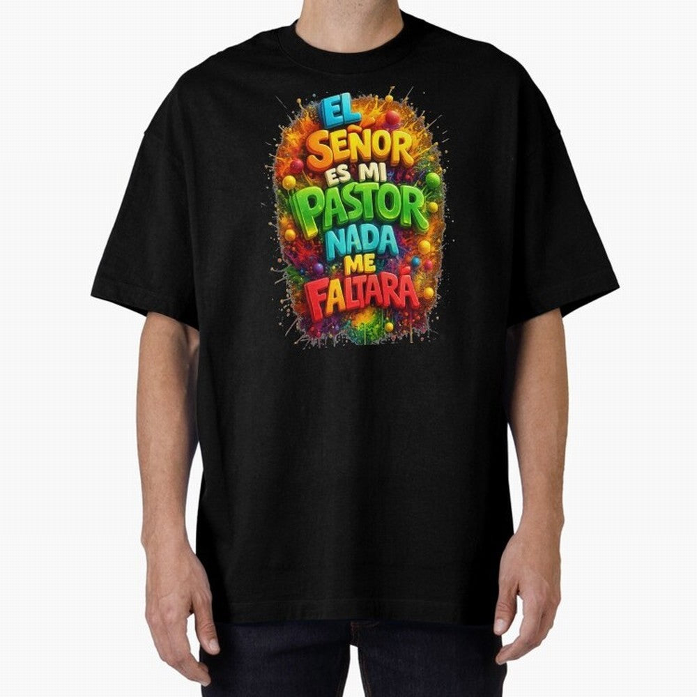 Modern 3D Psalm 23 Spanish Christian Art - El Se?or es mi Pastor Oversized T-Shirt Carry the Colors and Pride of FIFA World Cup 2026 USA Canada Mexico Driven by Neymar, Haaland and Cristiano Ronaldo, Germany Energy, Supporter Pride, Iconic