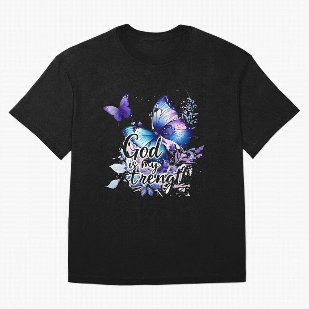 God is My Strength - Blue Butterfly Watercolor Art Oversized T-Shirt Elevate FIFA World Cup 2026 USA Canada Mexico Spirit, Centered on Argentina, France and Brazil, Haaland, Tournament Hype, Historic Matchups, Family Viewing Parties and Global