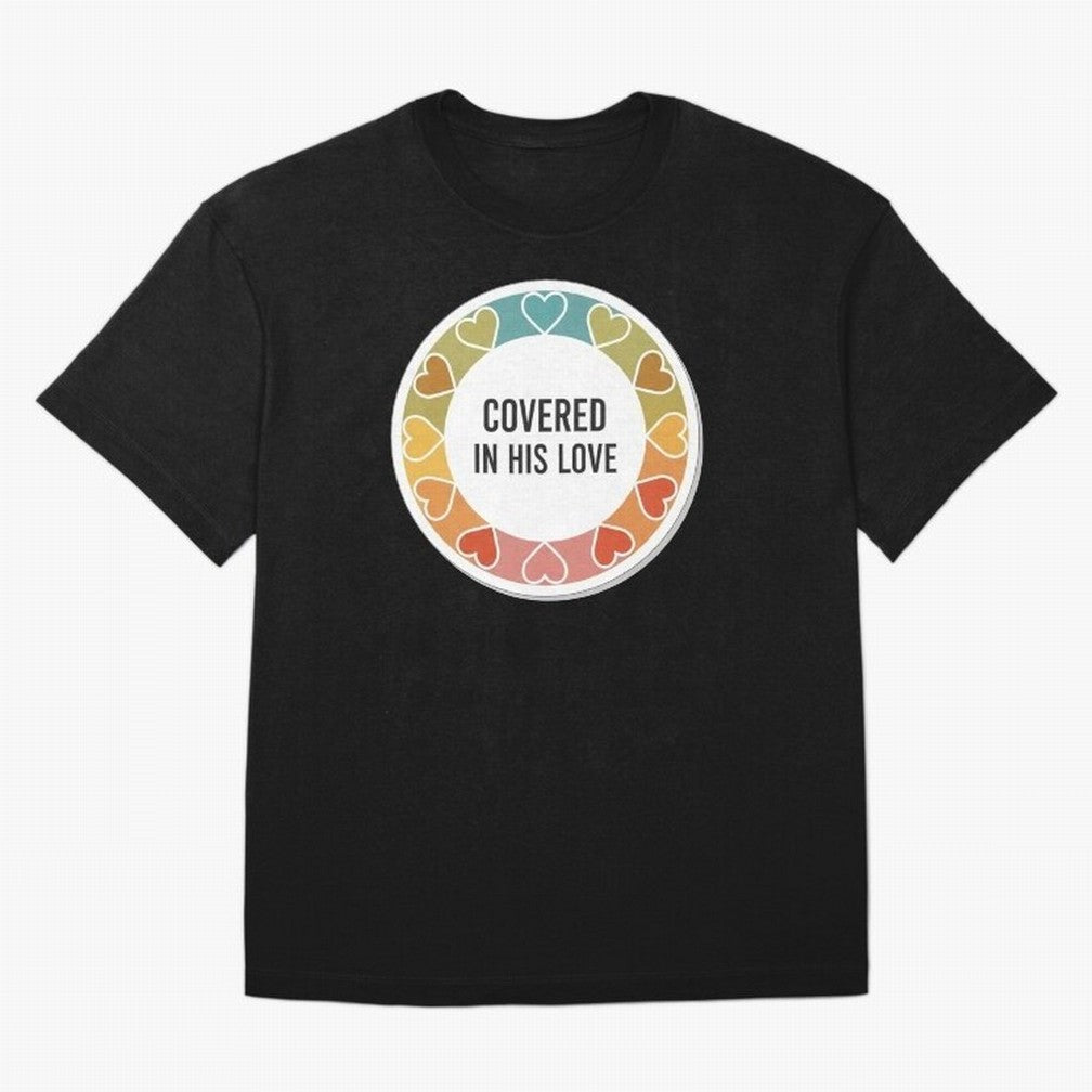 Covered in His Love Christian Encouragement Sticker Oversized T-Shirt Honor Football Greatness during Global Football Passion for FIFA World Cup 2026 USA Canada Mexico, Inspired by CR7, England, Supporter Pride, Iconic Celebrations, Legendary Names