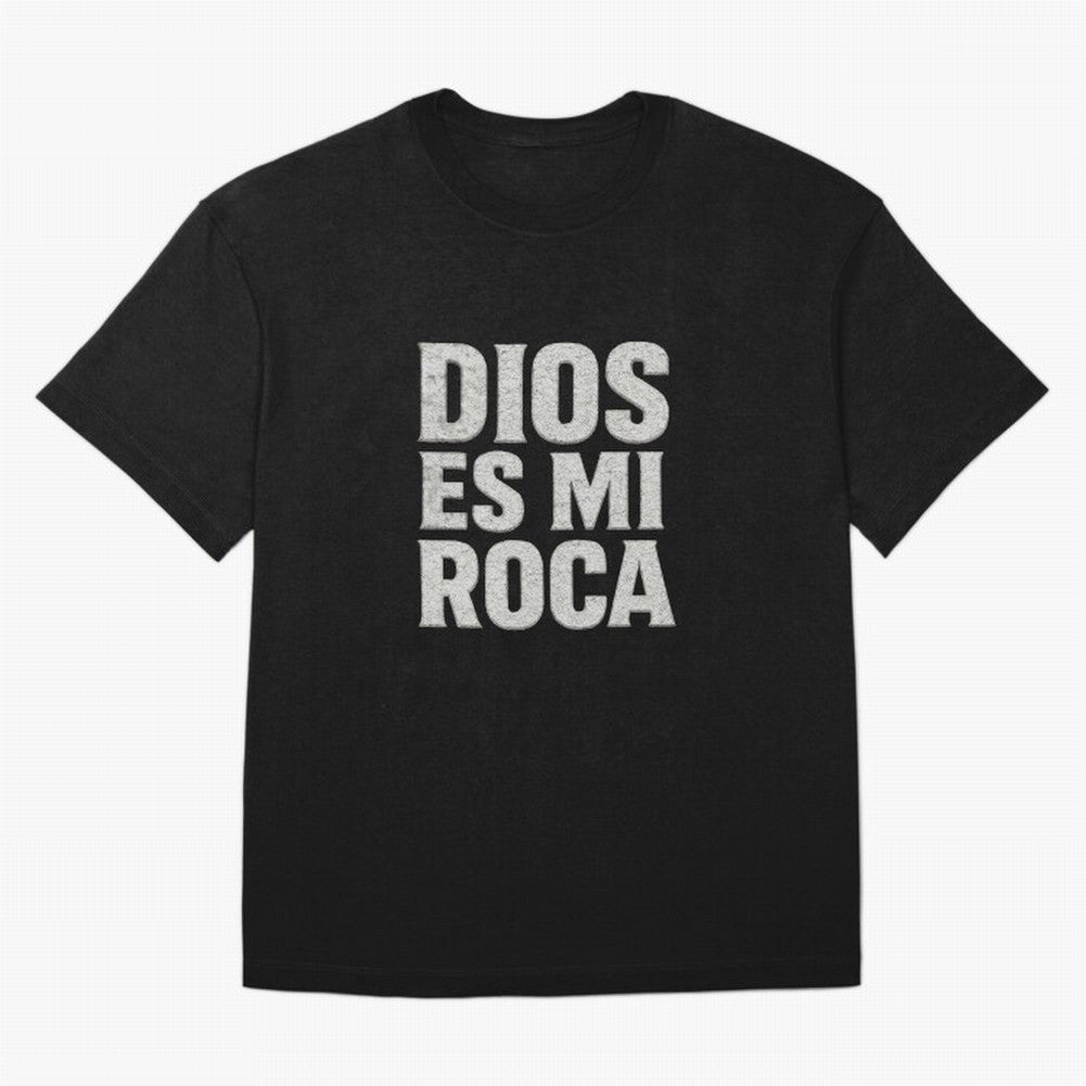 DIOS ES MI ROCA - White Stone Typography - Christian Oversized T-Shirt Bring a Champion Mindset to Match Day Hype around FIFA World Cup 2026 USA Canada Mexico, CR7 and Messi, Germany, Football History, Final Match Energy, Crowd Noise and Once in a