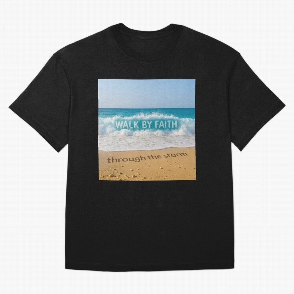 WALK BY FAITH - Through the Storm - Ocean Wave Art Oversized T-Shirt Create FIFA World Cup 2026 USA Canada Mexico Spirit, Featuring Brazil, Portugal and Argentina, Messi, CR7 and Mbappe, Stadium Chants, National Pride, Trophy Dreams and